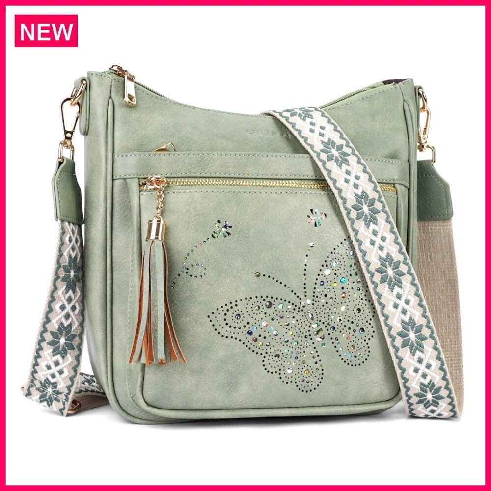 Medium Vegan Leather Crossbody Bag with Adjustable Strap and Multiple Pockets